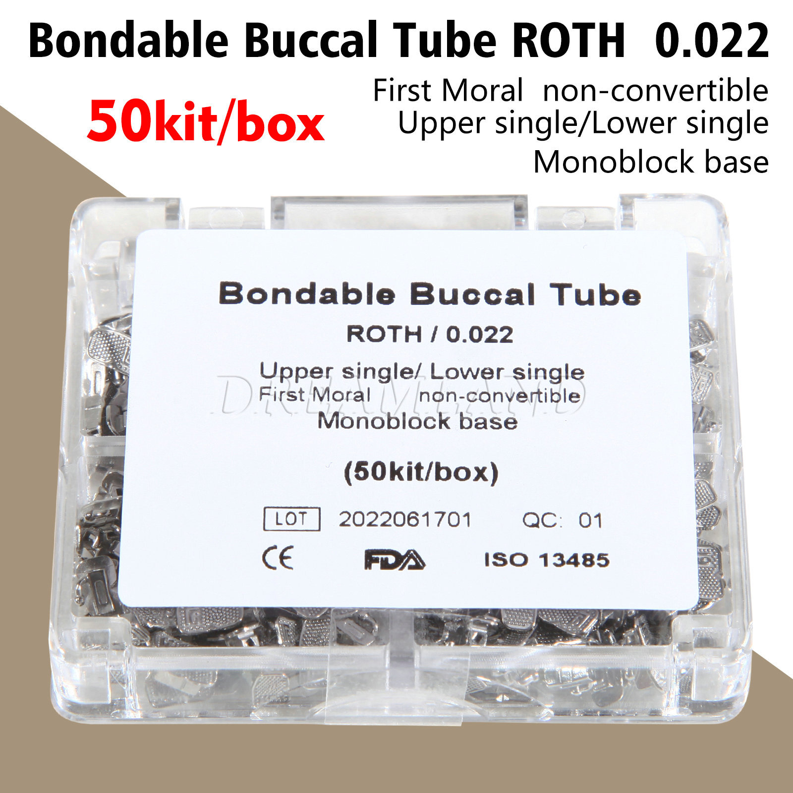 Dental Bondable Monoblock Non-Convertible Single Roth 022 Buccal Tube ZU