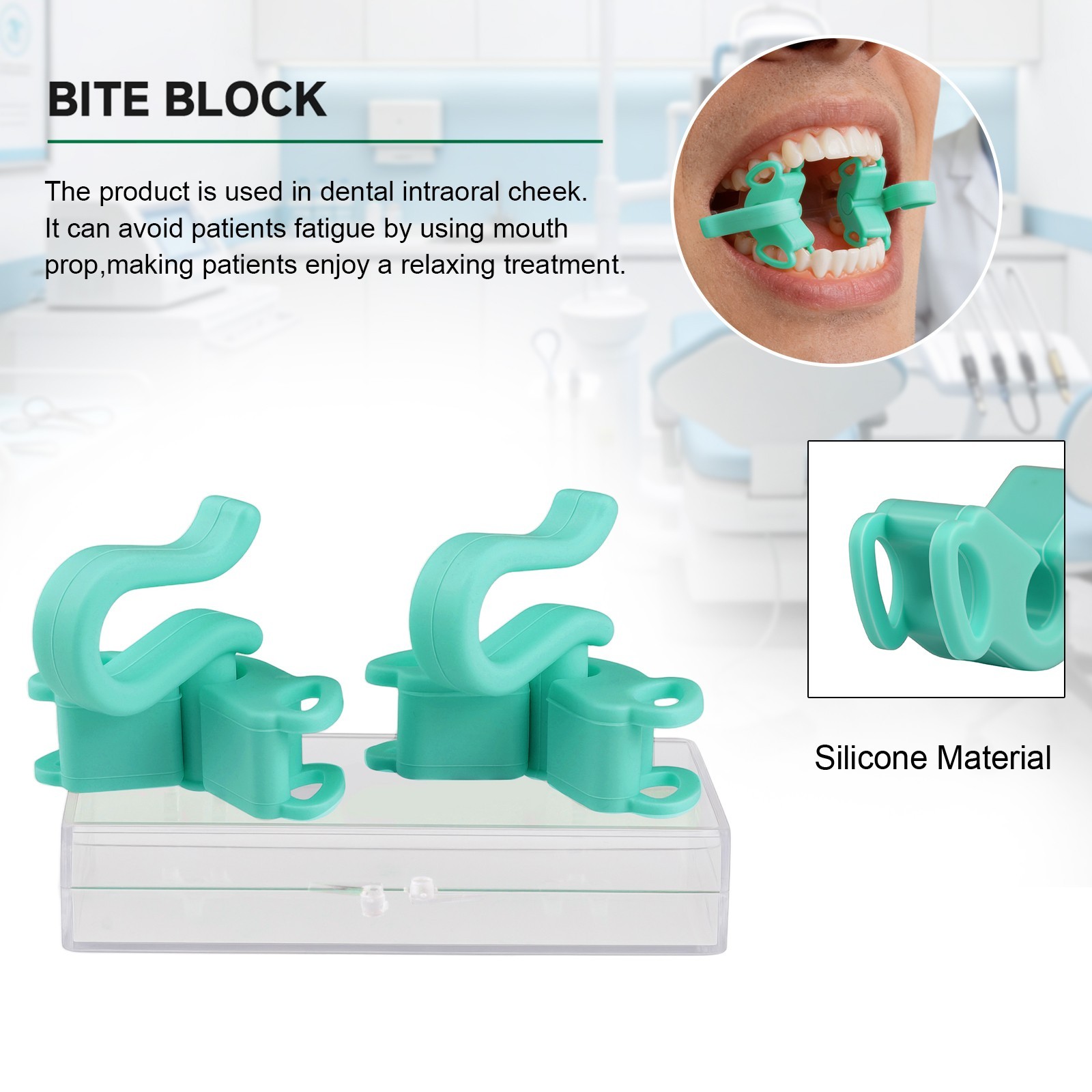 1Set Dental Mouth Prop Opener Retractor Soft Silicone Bite Blocks Occlusal Pad