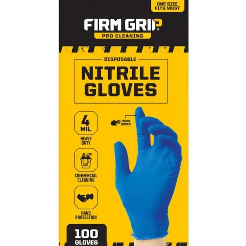FIRM GRIP Pro Cleaning Disposable Nitrile Gloves (100-Count)