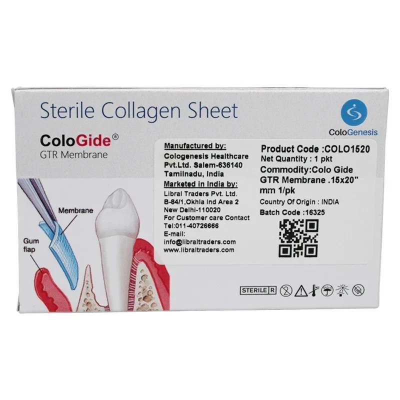 Dental COLO GIDE Sterile Collagen Sheet GTR Membrane – SIZES & PACKS AVAILBLE FS