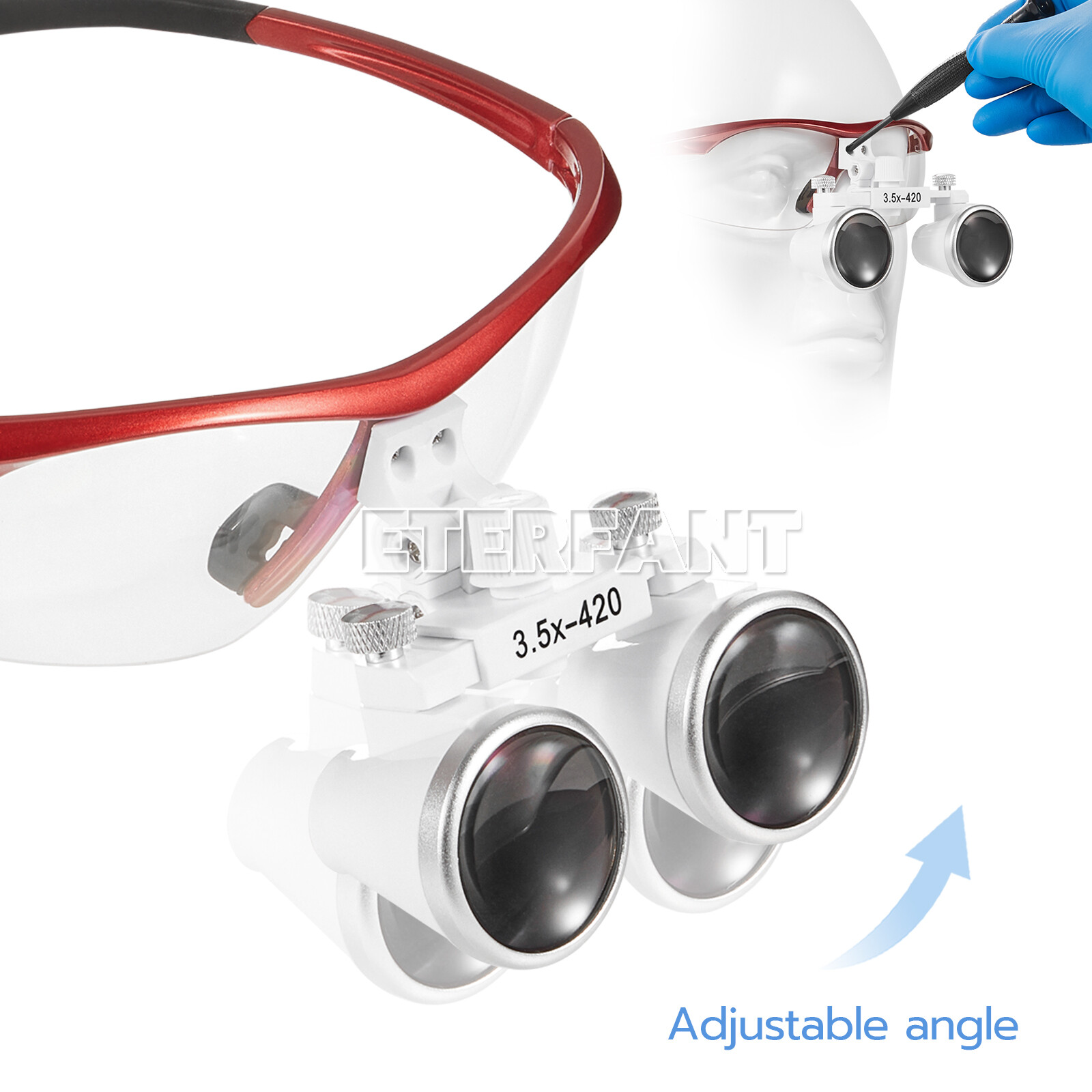 ETERFANT 3.5X Dental Surgical Binocular Loupes Glass Optical Lens Magnifier Red
