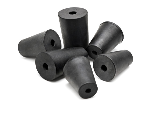 #00 Solid Rubber Stoppers Lab Tapered Plug Cork 1 Hole Fits 13/32″ to 19/32″ ID