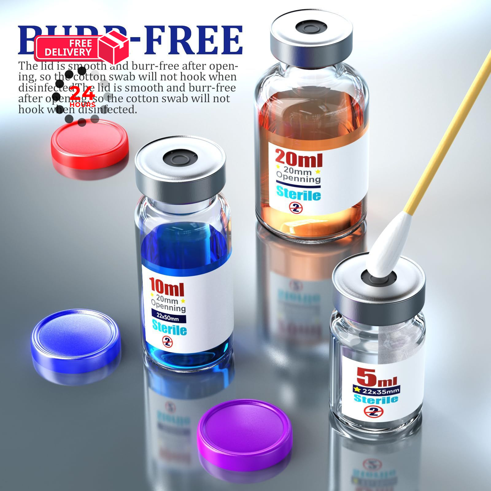Ks-Tek Sterile Empty Vials with Self Healing Injection 10 ml, Transparent