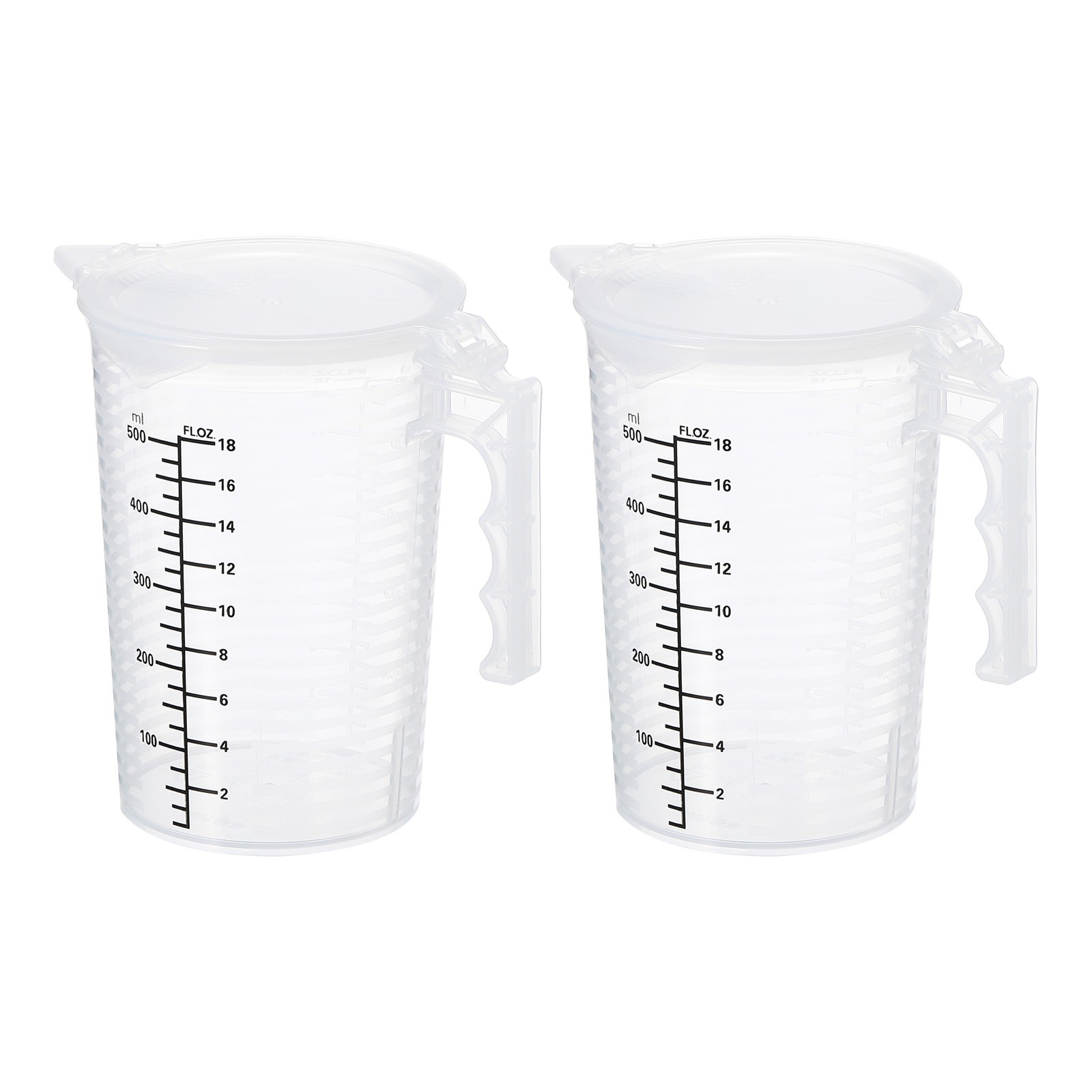 2Pcs Graduated Beaker 500ml PP Plastic Cup Double Sided Black Graduations