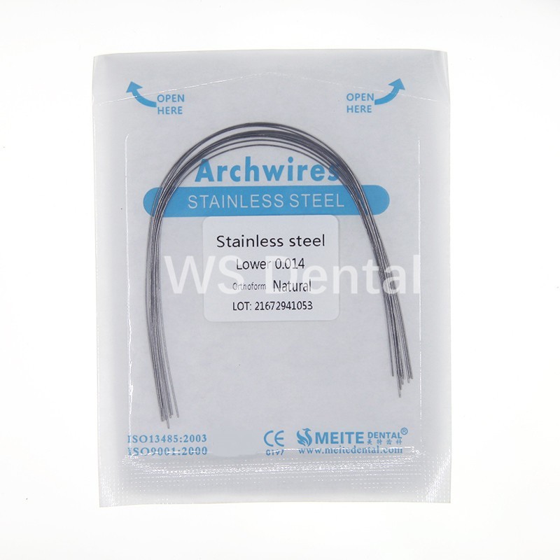 100Pc Ortho Dental Arch Wire S.S Natural Stainless Steel Wires Round Rectangular