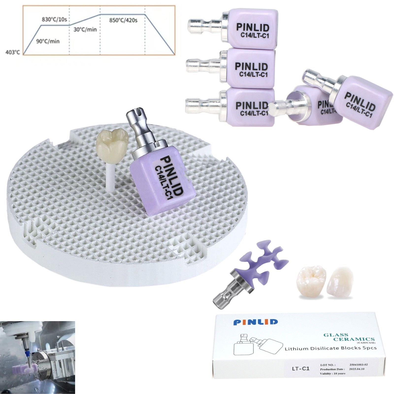 C14 Glass Ceramic Blocks Dental LT Lithium Disilicate E.Max CAD/CAM Cerec Blocks