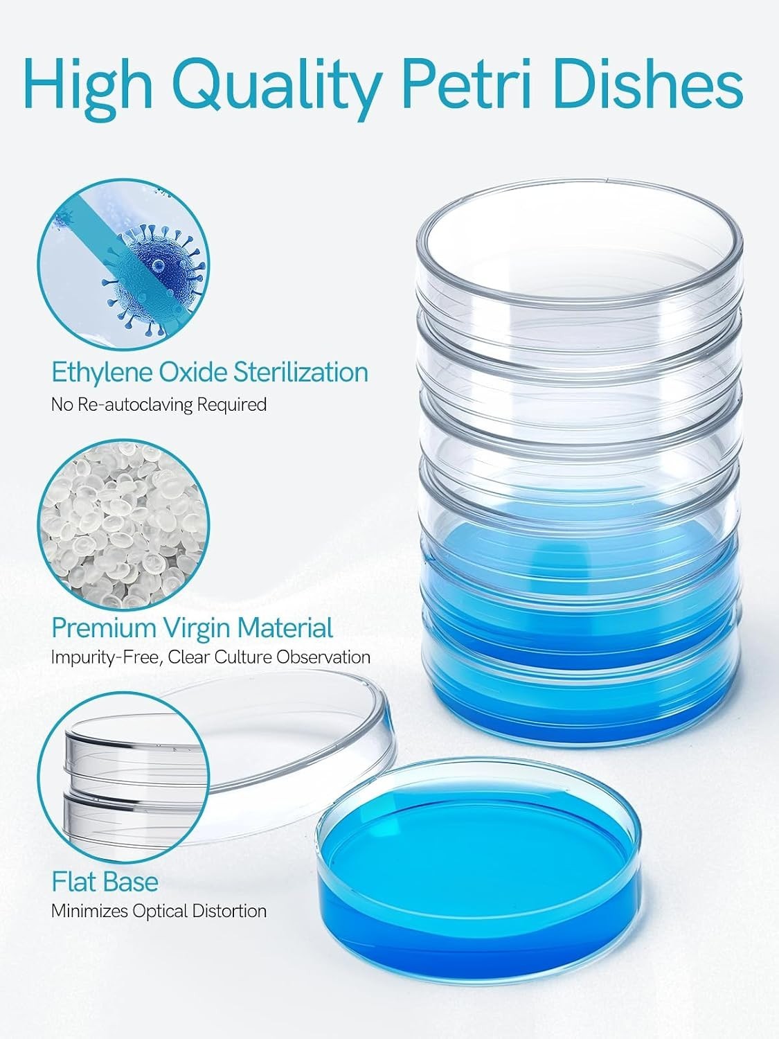 Thickened Sterile Petri Dish Set – 30 Pack 60x15mm for Mycology & Experiments