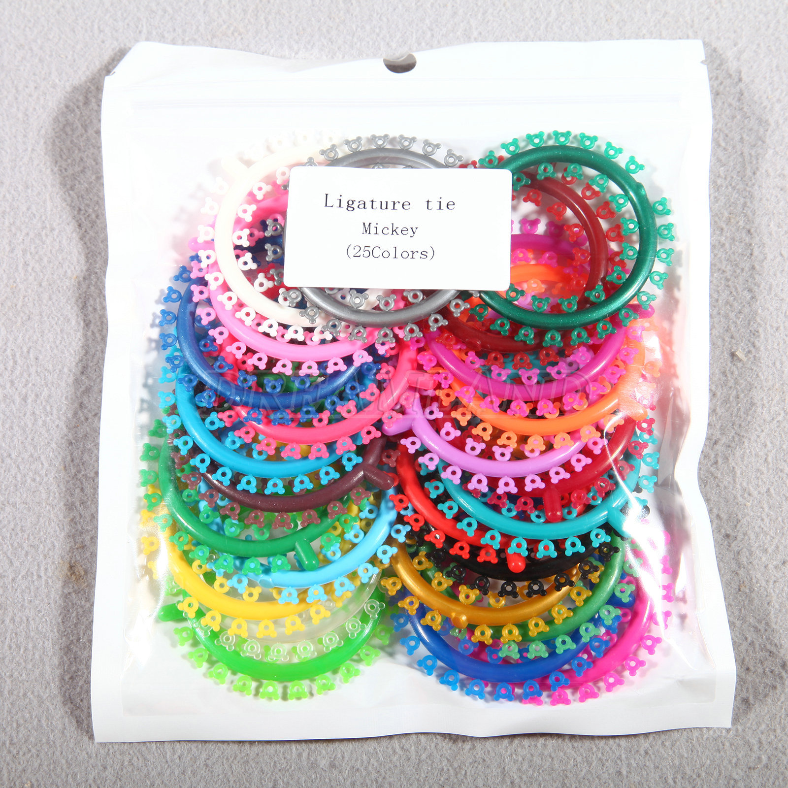 1000 Pcs New Orthodontic Elastic Rubber Multi-Colored Mickey Design Ligature Tie