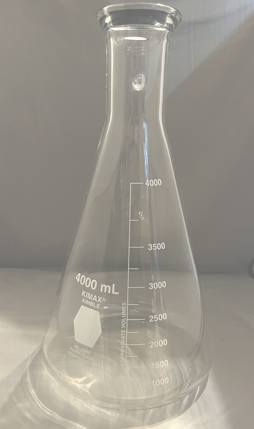 KIMAX 4000mL 4L Glass Heavy Wall Filtering Flask 12mm Hose Conn. 27060-4L