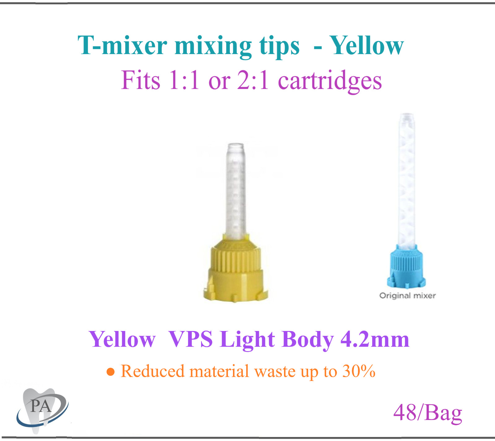 Dental Mixing Tips HP Yellow Impression HP Tips Yellow 4.2mm Original Mixpac Tip