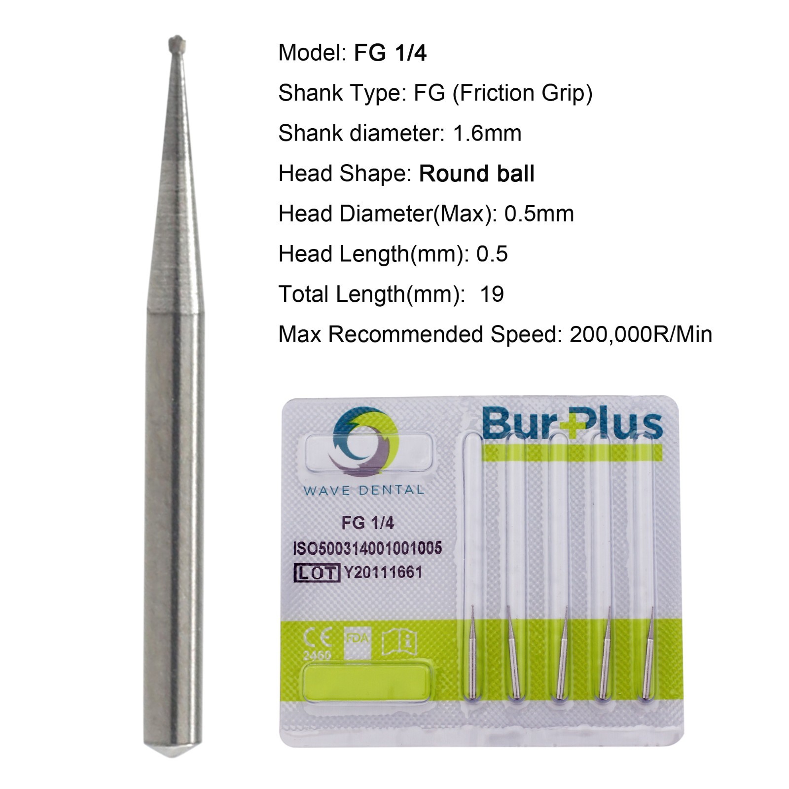 Wave Dental Carbide Burs FG 19mm High Speed Surgical 25mm FG SURG 330 557 702 6