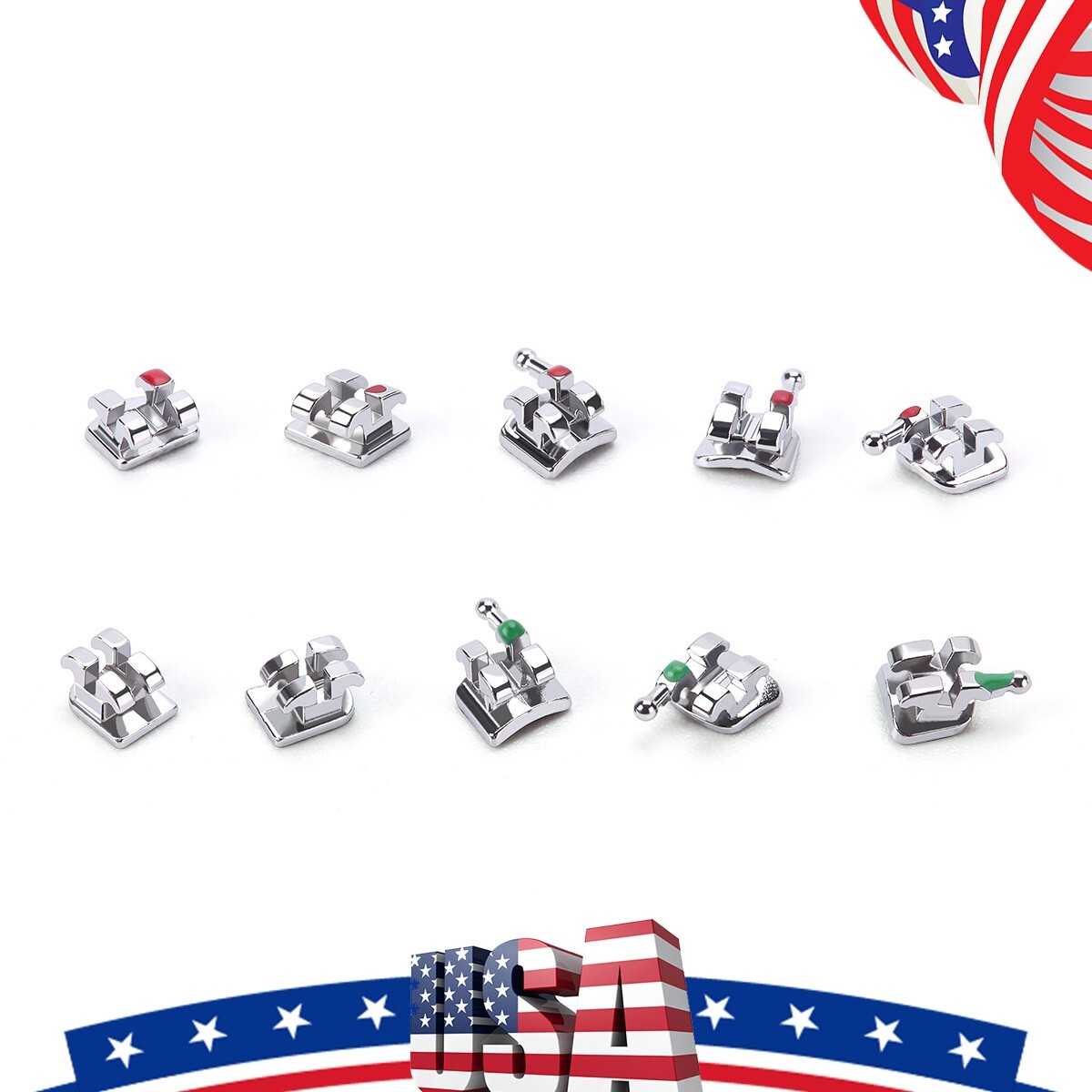 Dental Orthodontic Braces Monoblock Brackets Mini Roth/MBT 018/022 Hooks 3/345