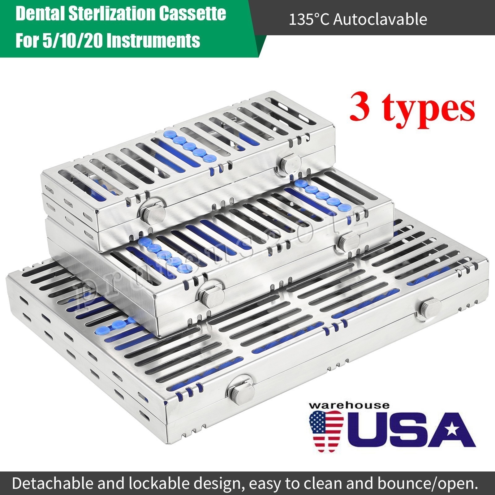Dental Instruments Cassette Tray Sterilization Box Autoclave Surgical Instrument