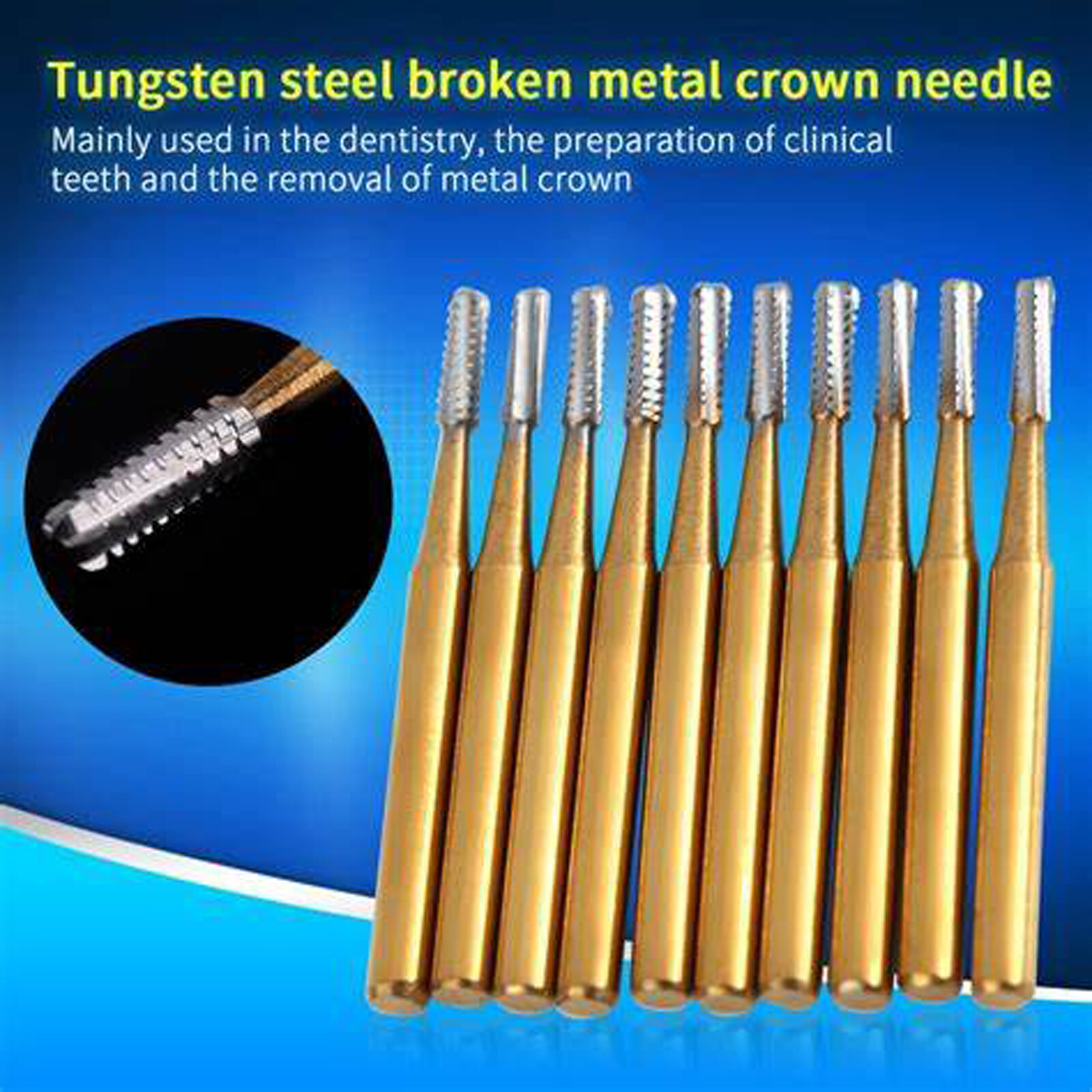 10 Pcs High Speed Dental Tungsten Steel Carbide Crown Metal Cutting Burs FG-1957