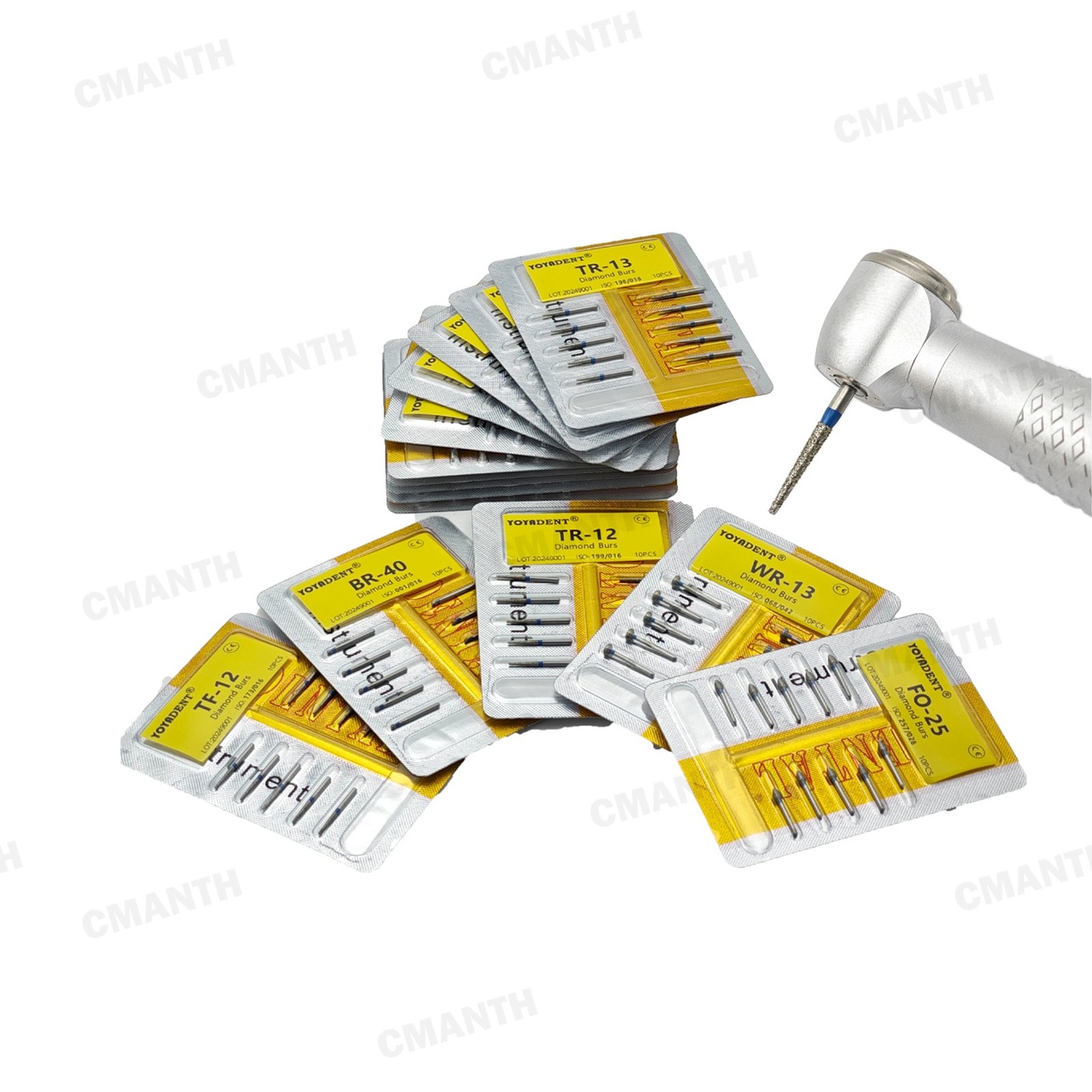 20PCS Dental Diamond Burs FG Friction Grip Polishing Bur Fine Grit For HighSpeed