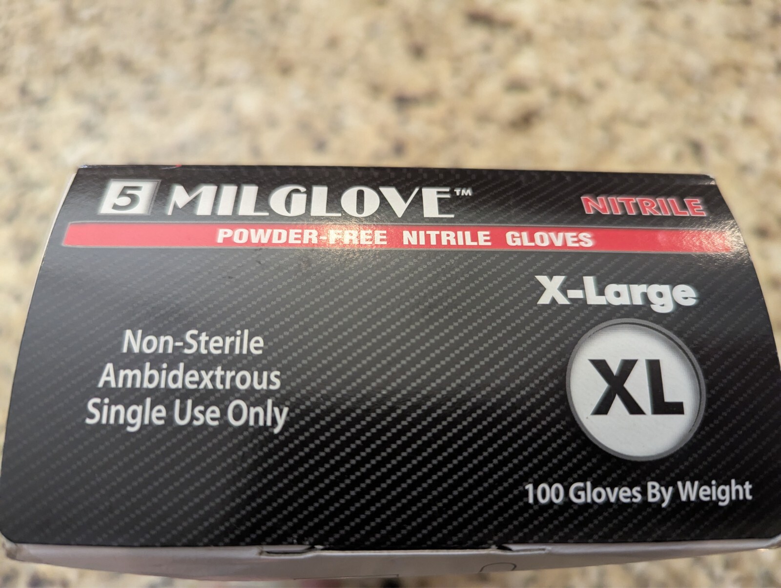 Milglove 5 Nitrile Powder-Free Gloves Industrial Grade N5MLGXL size XL 100 count
