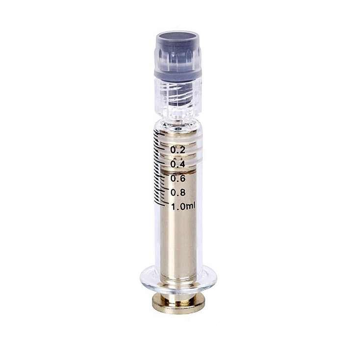 New 10/20Pcs 1ml Metal Glass Oil Syringe – Gold/Silver/Clear Color Glass Syringe