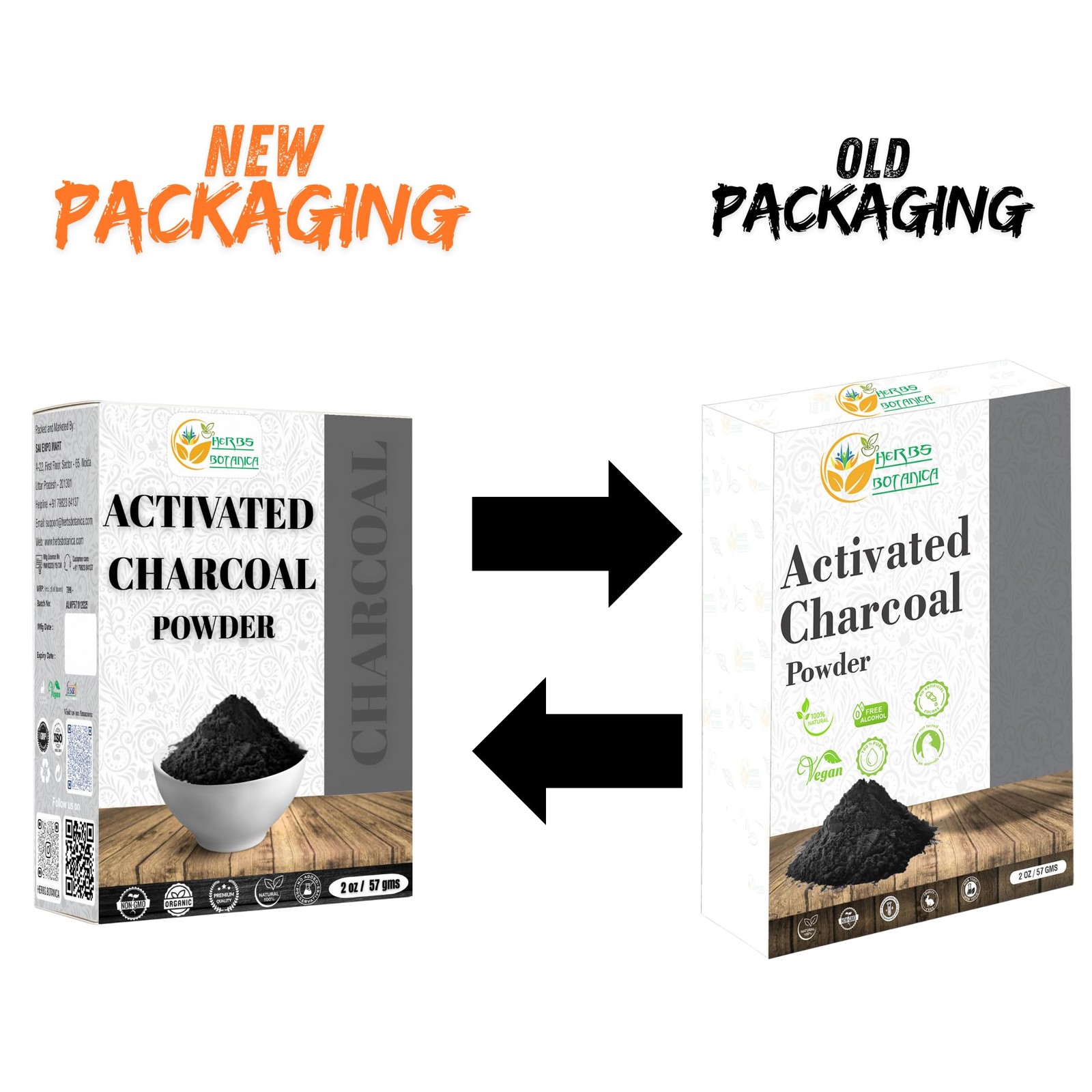 Herbs Botanica Activated Charcoal Powder 100% Food 2 Ounce (Pack of 1), Black