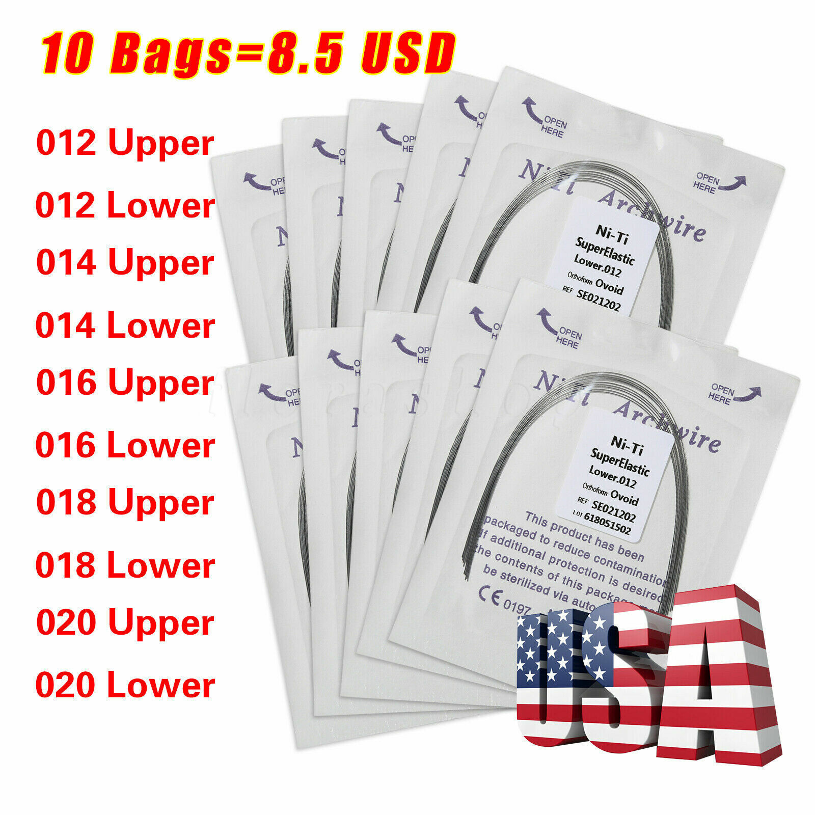 10 packs Arcos de Dental Ortodoncia Redondos Niti Arco de Alambre Su Arch Wire