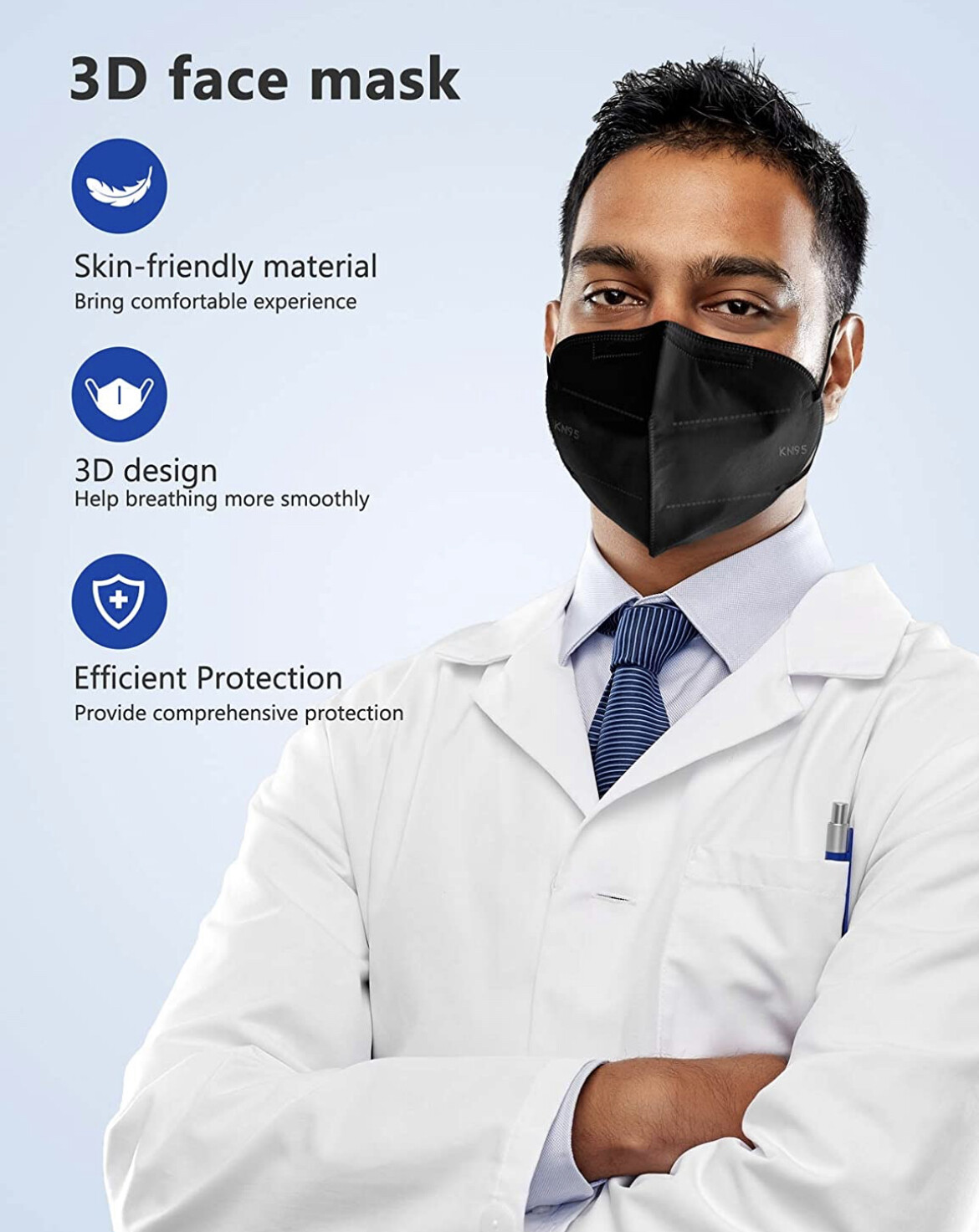 10-50 Pcs Black KN95 Protective 5 Layer Face Mask BFE 95% Disposable kids Masks