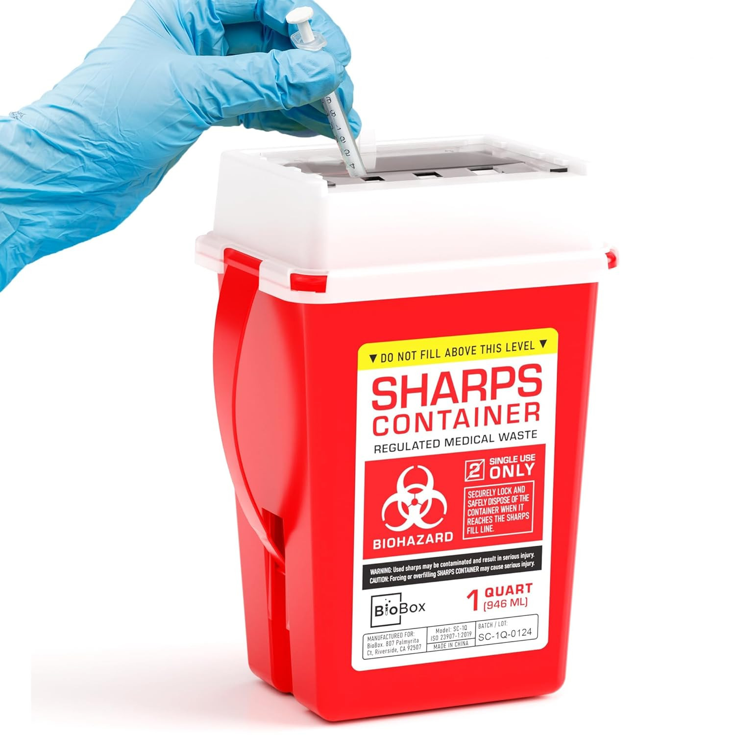 Compact Sharps Container for Home & Travel – Safe Needle Disposal (1 Quart)