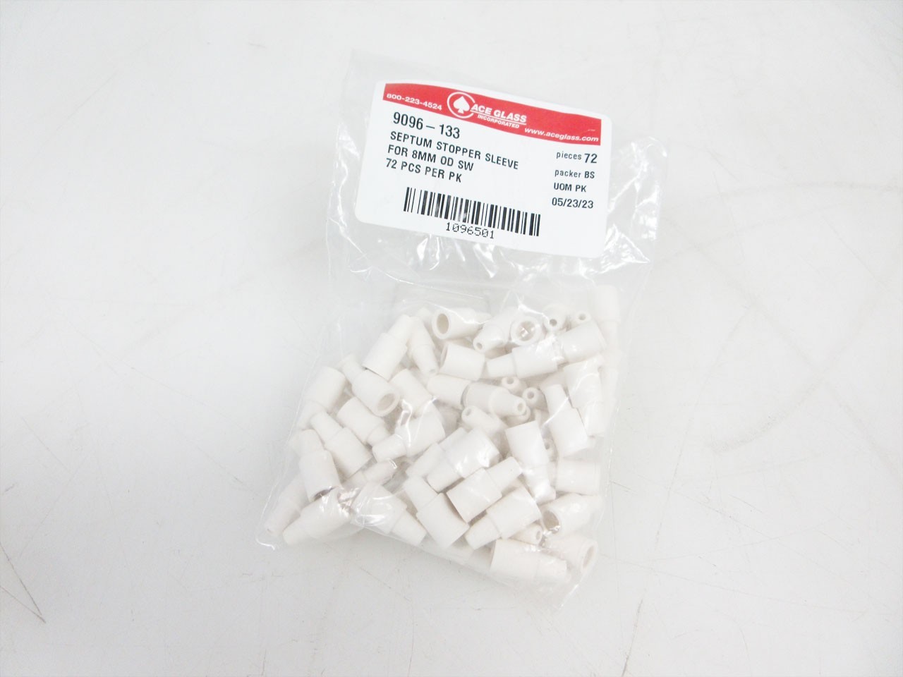 PACK 72 ACE GLASS 9096-133 SEPTUM STOPPER SLEEVE FOR 8 mm OD TUBING