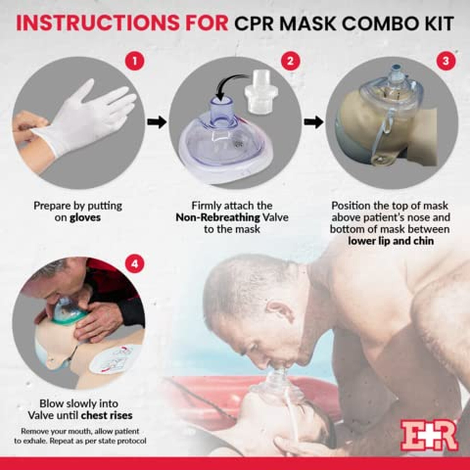 Ever Ready First Aid Adult and Infant CPR Mask Combo Kit with 2 Valves with P…