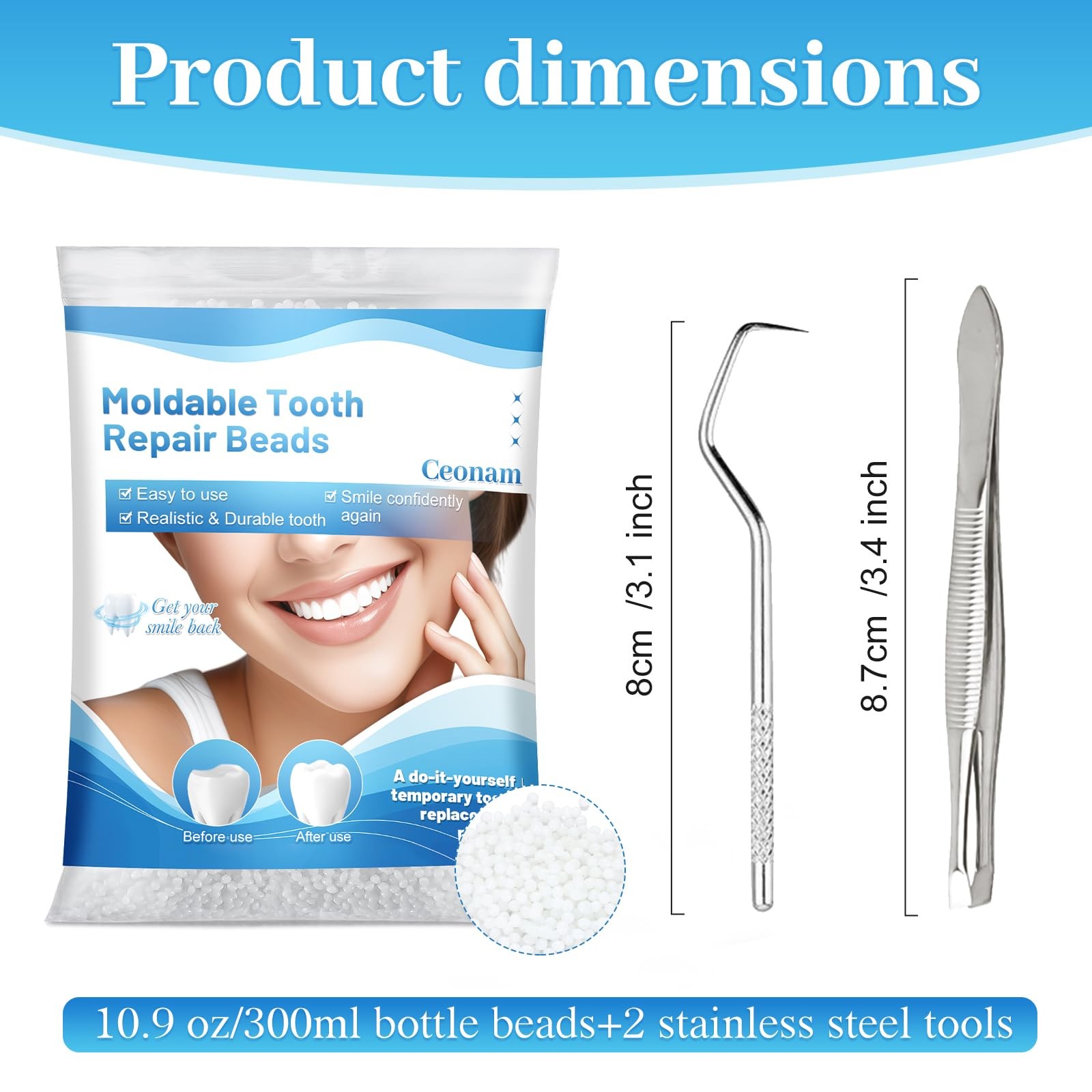 10.9oz Tooth Repair Beads Teeth Replacement Kit for Temporary Restoration of…