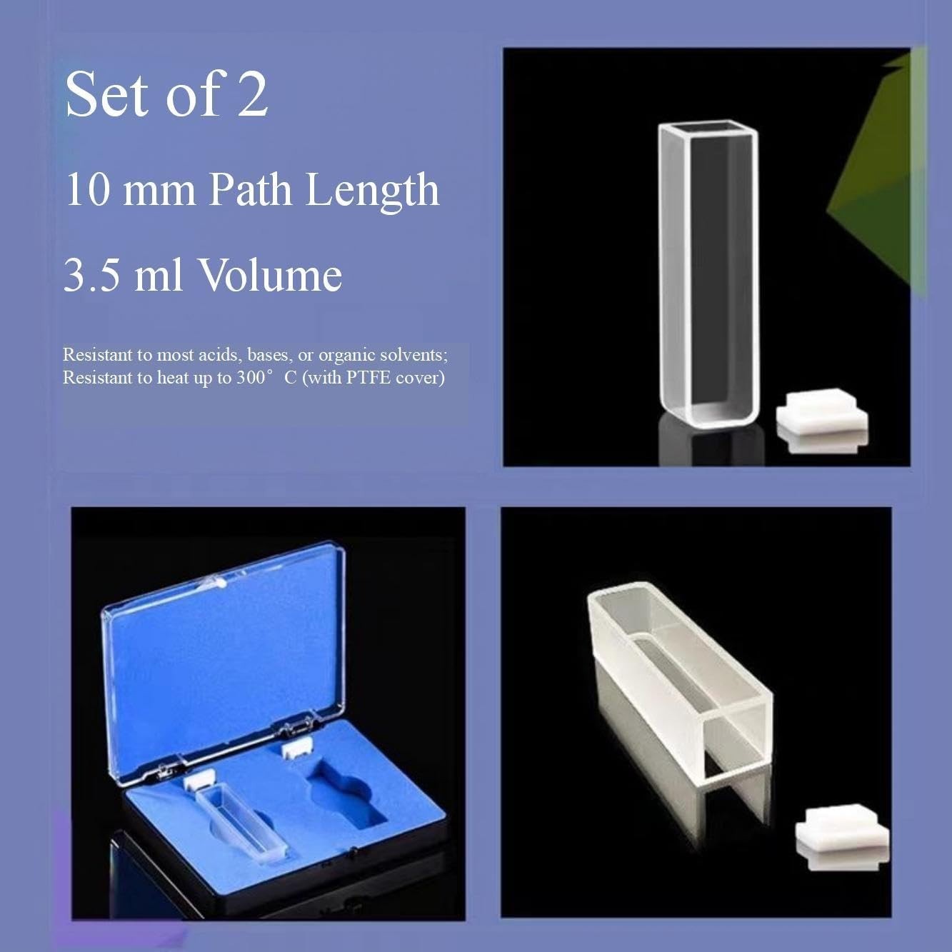 Quartz Cuvette Set: 2 x 10 mm, 3.5 ml, 190-2500 nm for Accurate Analysis