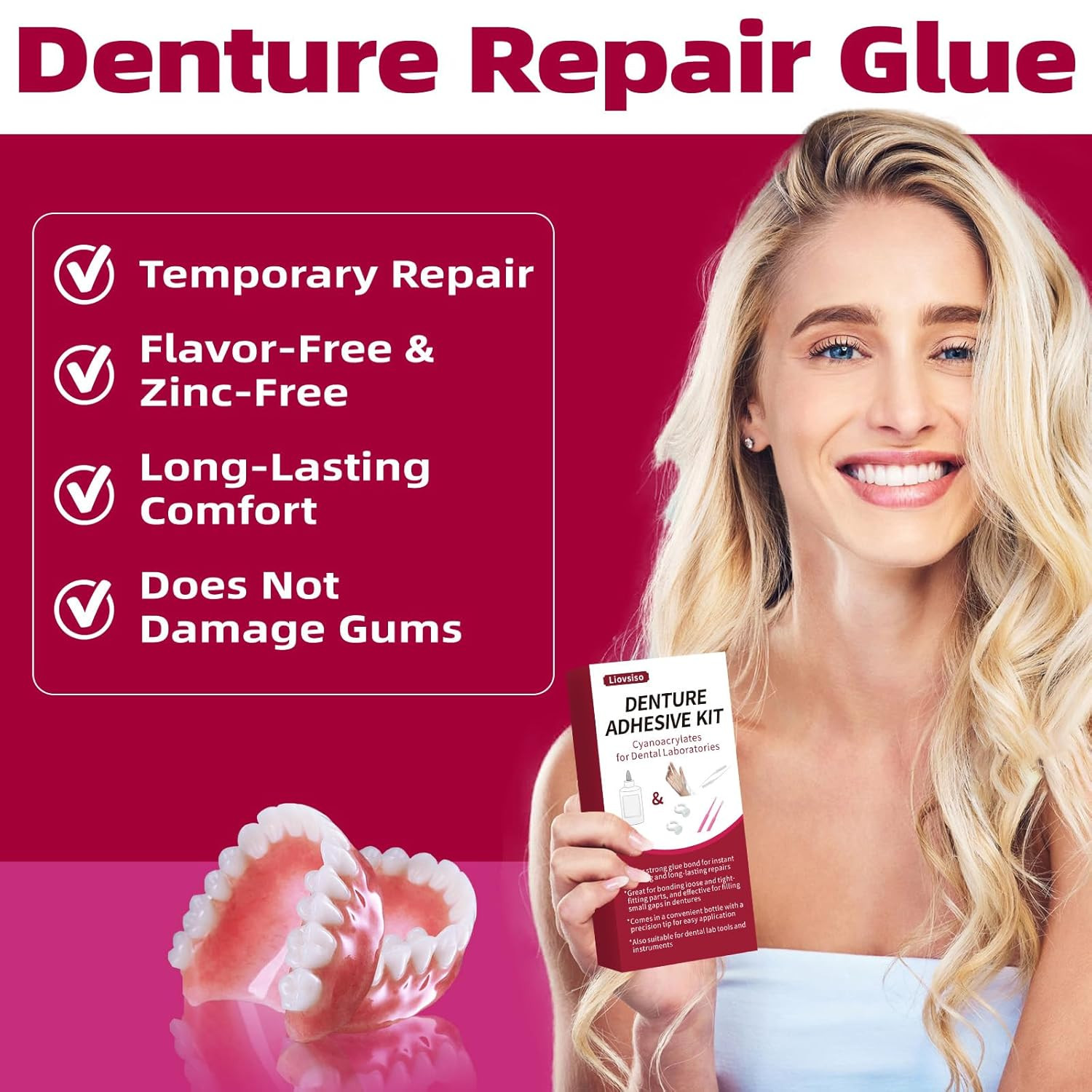 Dental Lab Instant Bonding Dental Glue (1Oz), Repair Cracks & Secure Loose Teeth