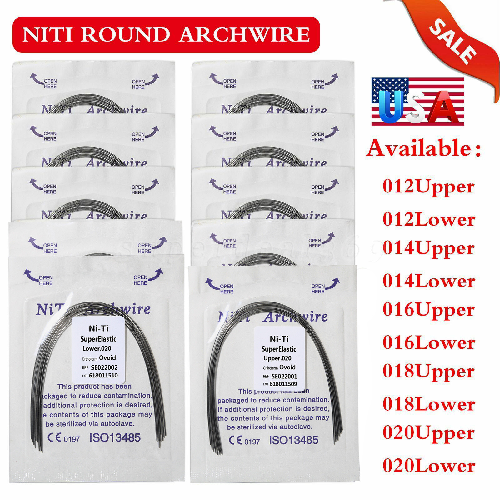 All Size Dental Orthodontic Super Elastic Niti Round Arch Wire Ovoid Form ns