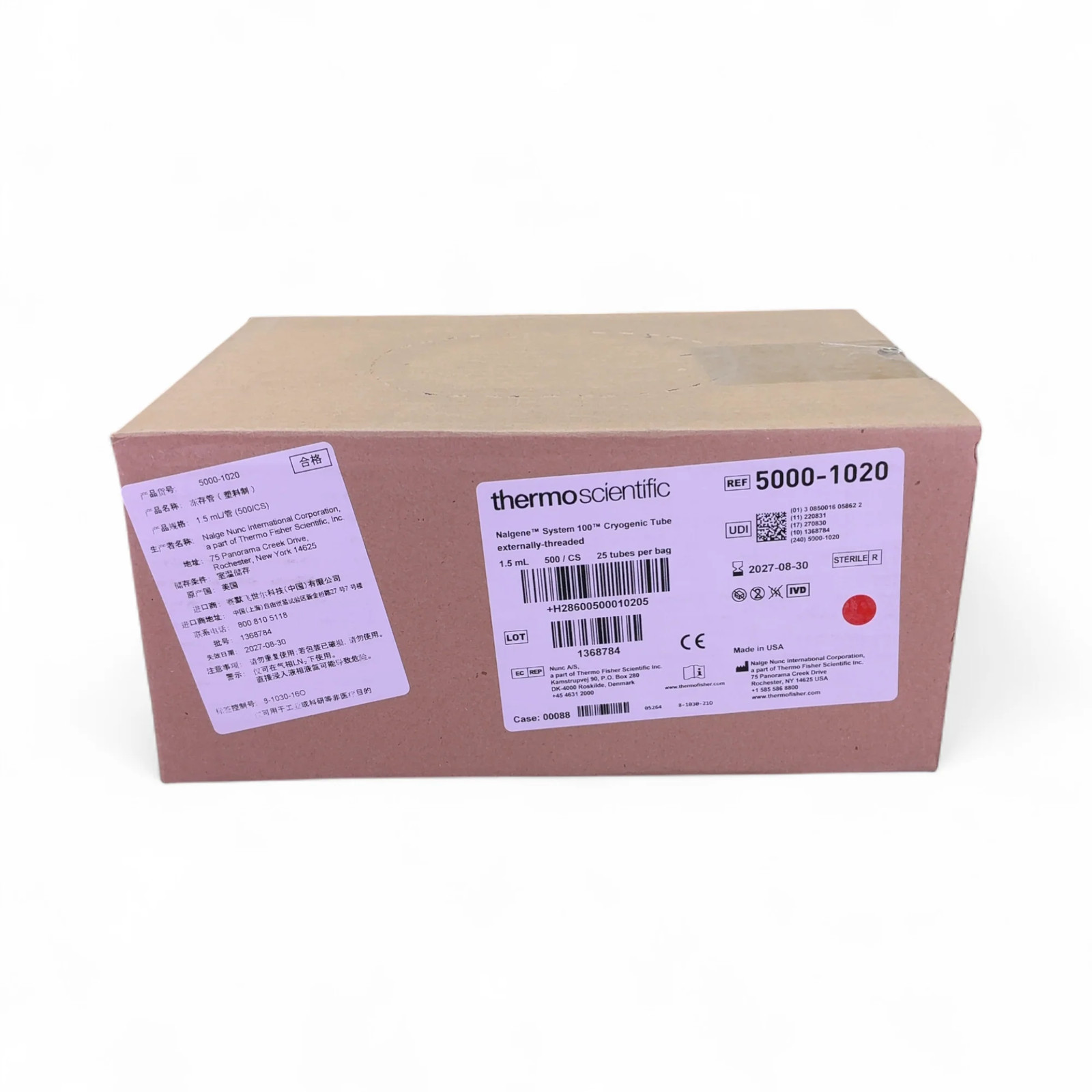 Thermo Scientific Nalgene System 100 1.5mL Cryogenic Tubes 5000-1020, Exp 2027-8