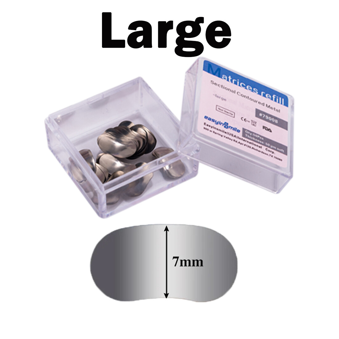 150Pc Dental Sectional Contoured Metal Matrices Matrix Large Refill Package 50μm