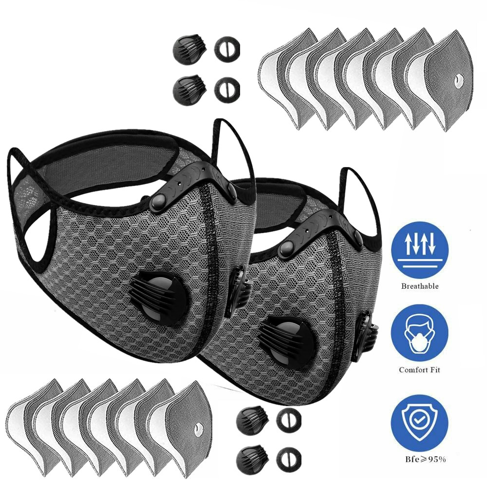 2x Washable Half Facepiece Face Shield Respirator Reusable Dust Mask With Filter