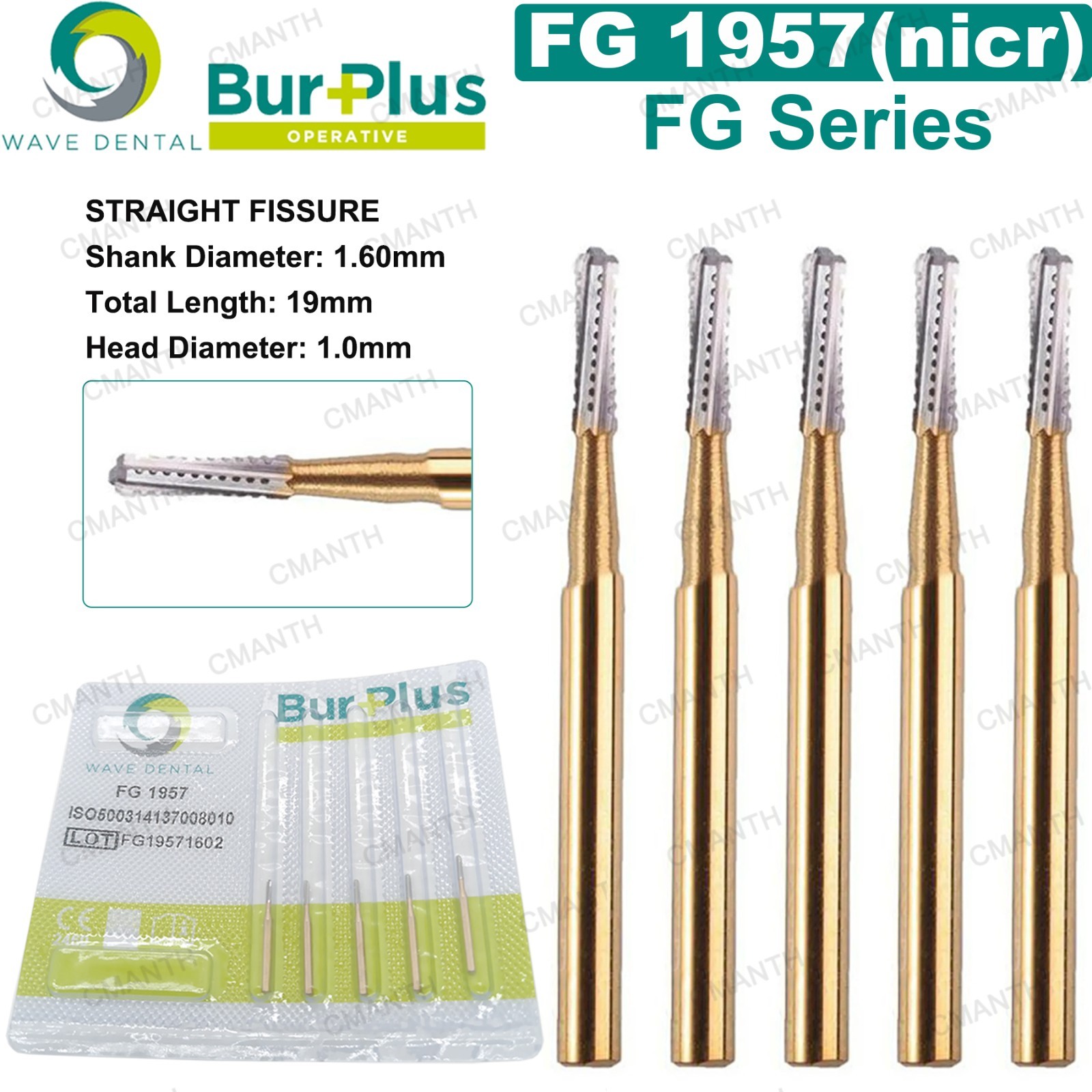 WAVE Dental Carbide Burs Metal Cutting Surgical Bur for High Speed FG1957 1958