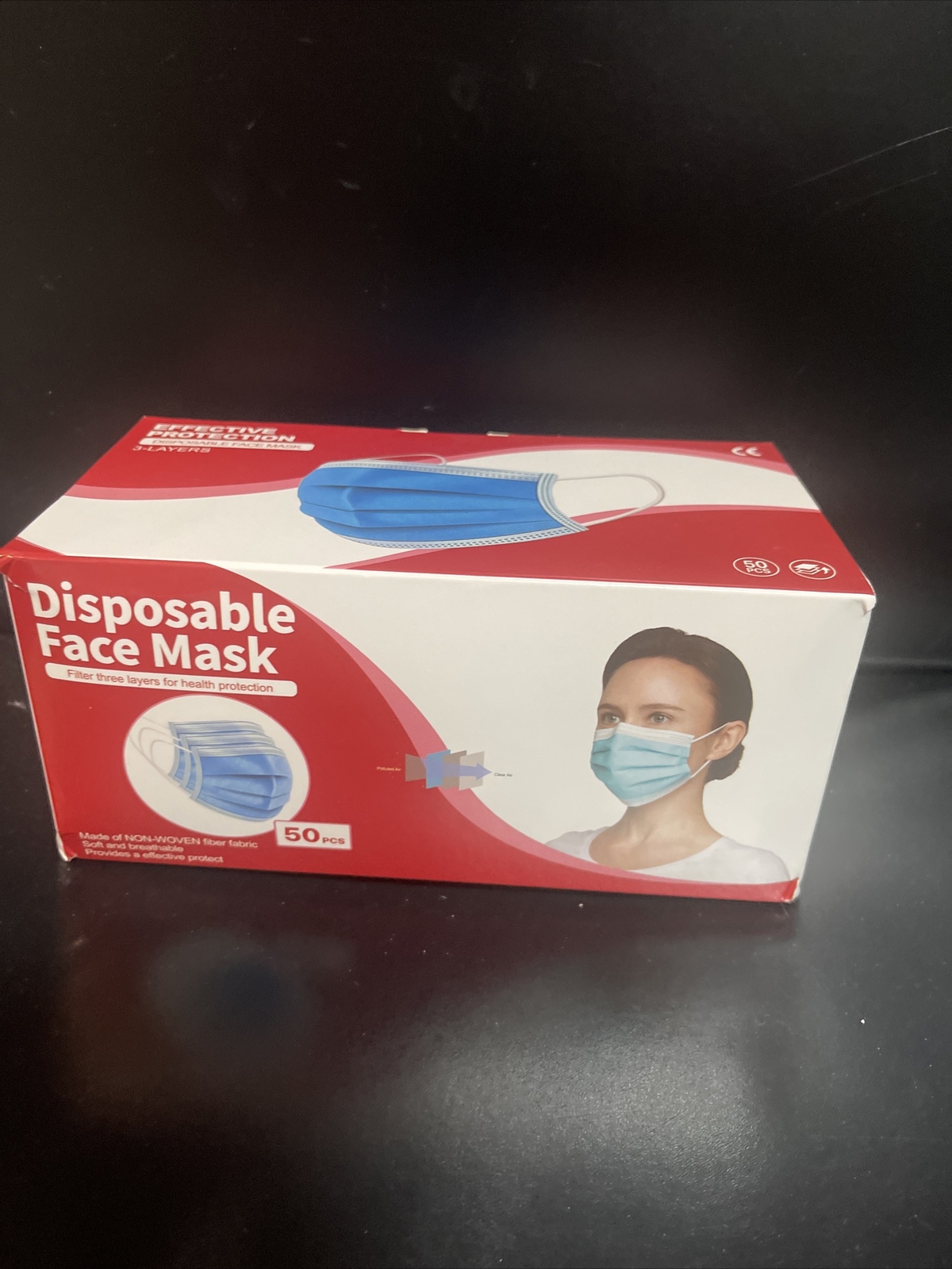 3-Ply Disposable Face Mask Non Medical Surgical Earloop Mouth Blue 50 Total