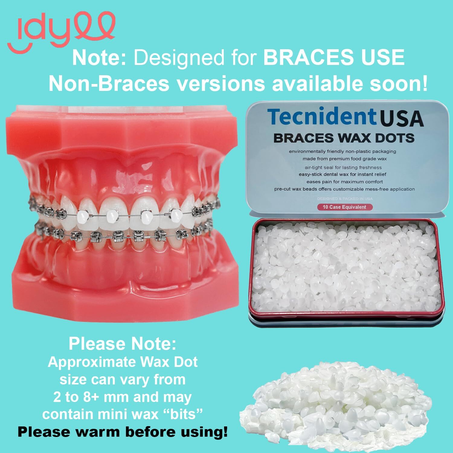 Orthodontic Wax for Braces Unscented Reusable Tin Food-Grade Mini Dots