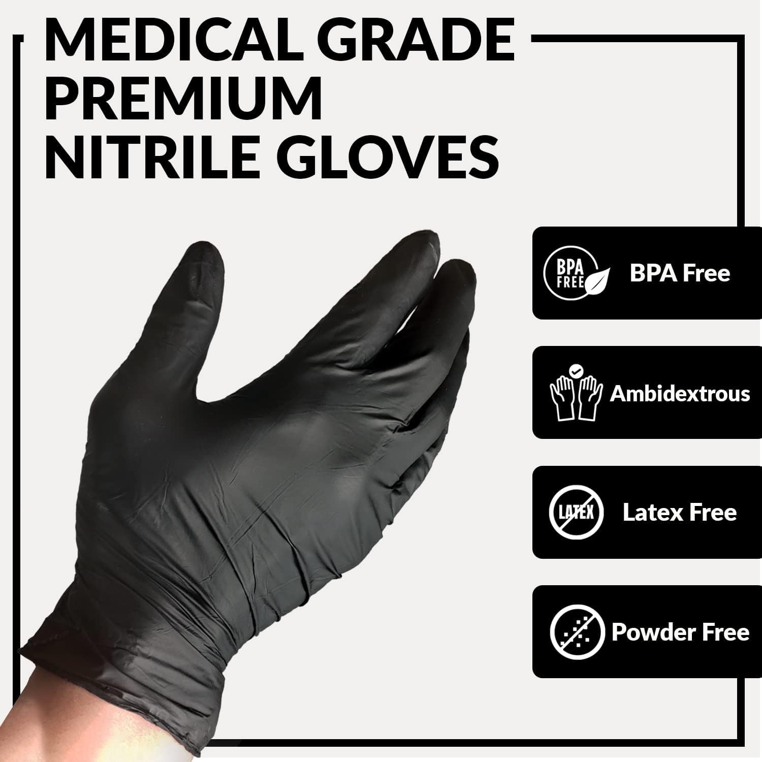 Nitrile Exam Gloves – Medical Grade, Powder Free, Latex Rubber Free, Disposab…