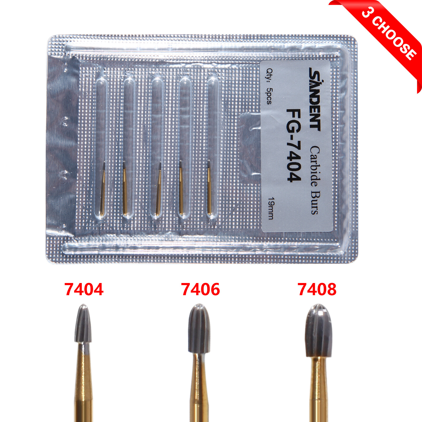 10 Pcs Dental Carbide Trimming & Finishing Burs FG7404/7406/7408