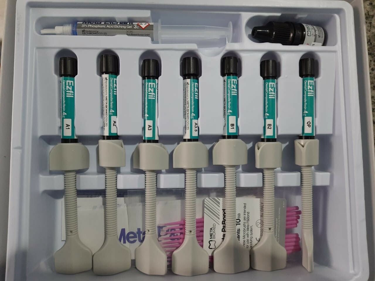Meta Biomed Ezfill Nano Hybrid Composite Resin Light Cure 7x4gm Kit (Free Ship)