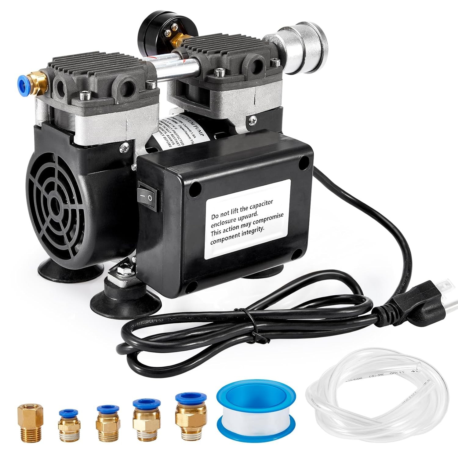 180W 50L/Min Lab Vacuum Pump w/ Capacitor Lab Vacuum Filtration Filtering Funnel