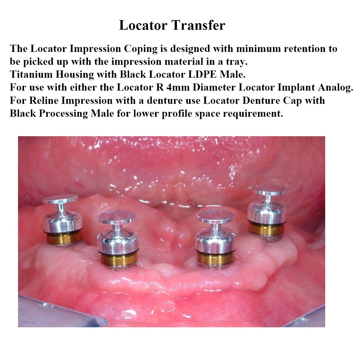 6pcs Locator pick-up impression coping Closed transfer with black plastic cap