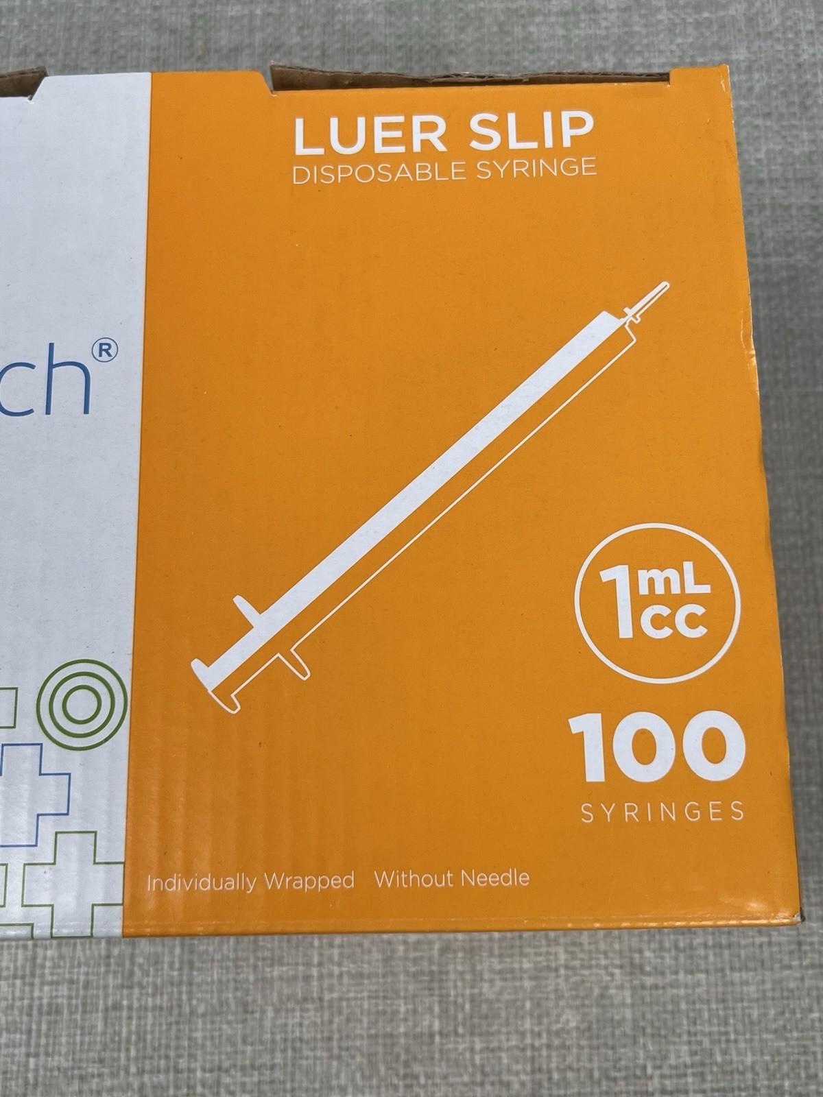 100x CareTouch Luer Lock Disposable Syringes (NO Needle) 1 cc/mL EXP 05/01/2026