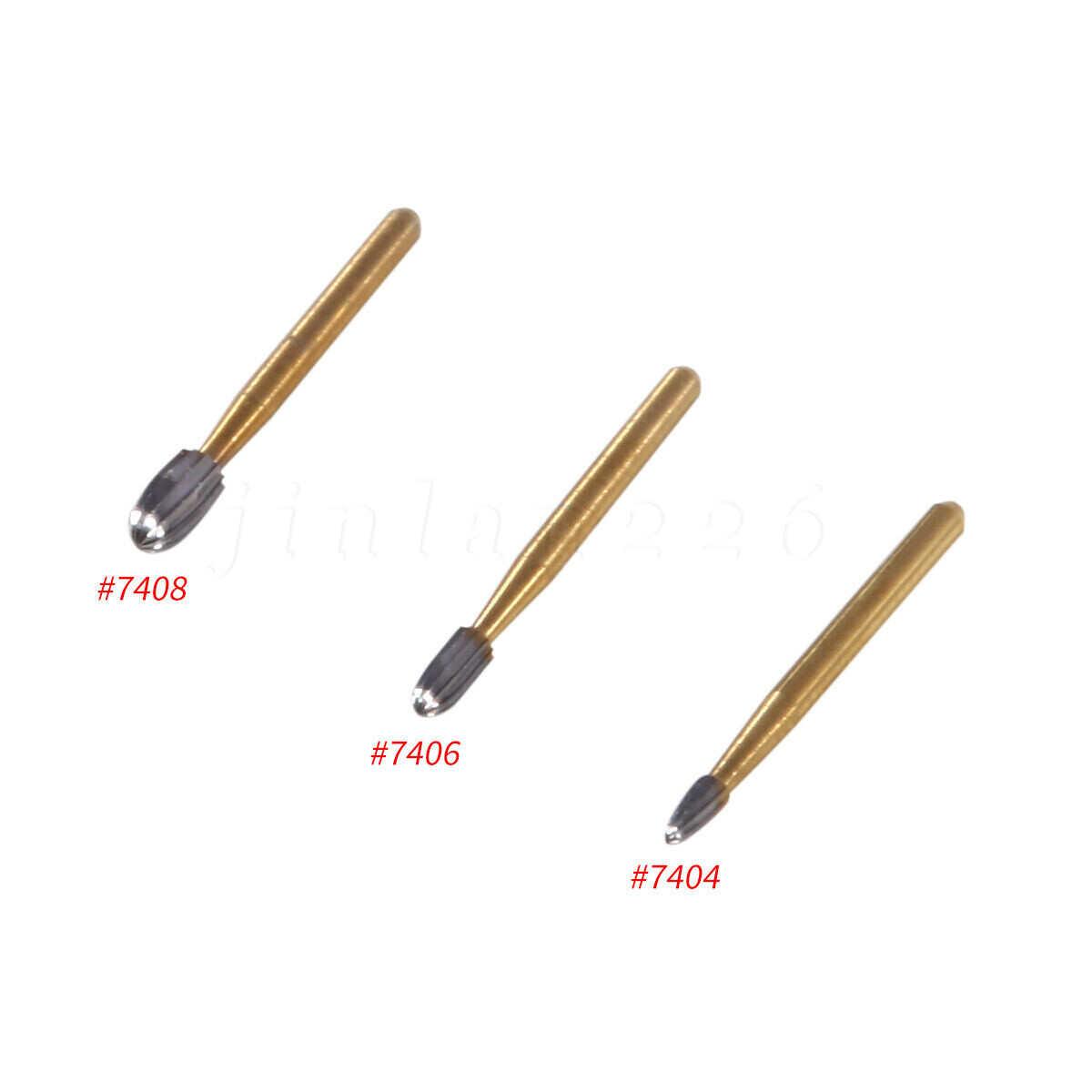 Dental Trimming+Finishing Carbide Burs Egg Shape Football Gold FG7404/7406/7408