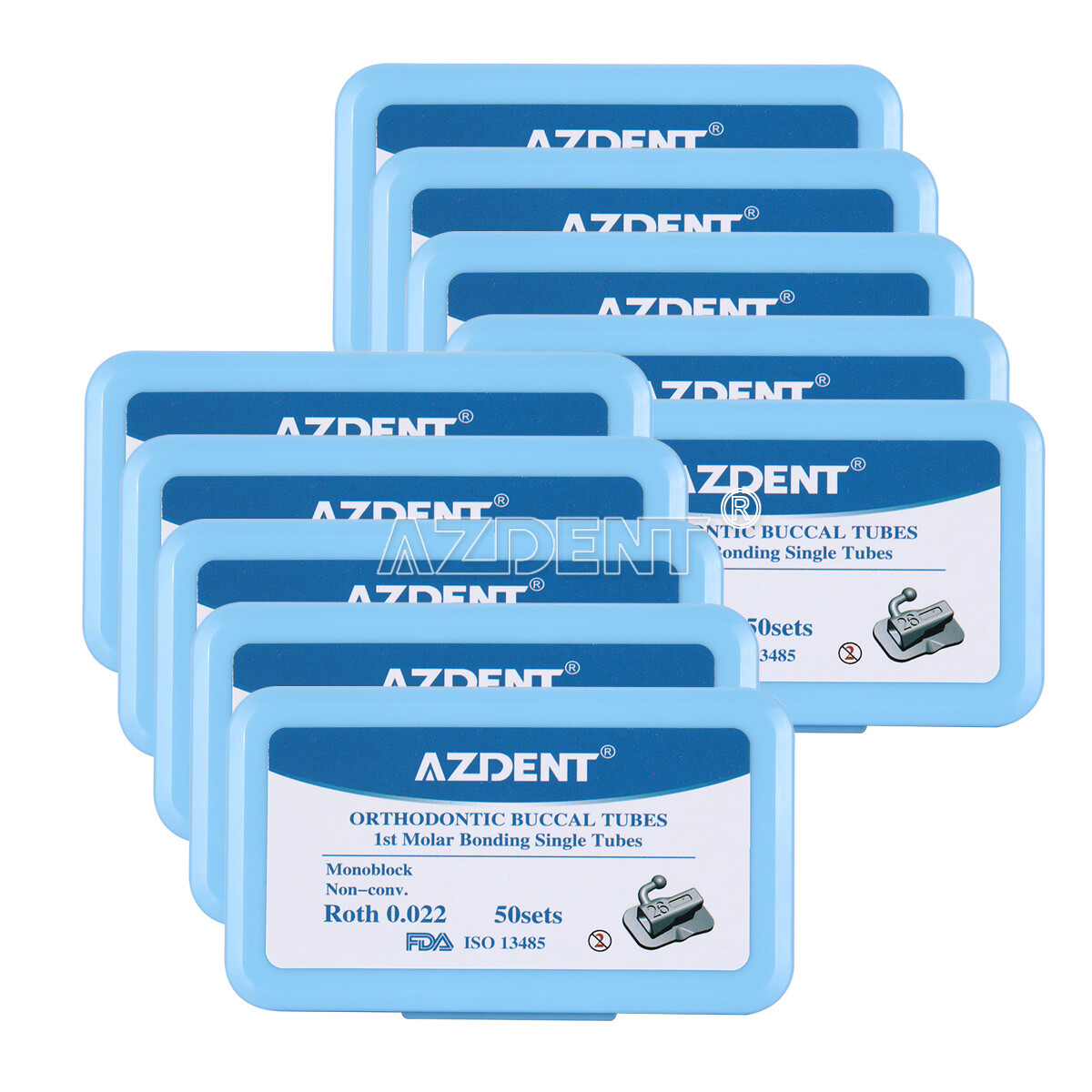 50Sets AZDENT Dental Orthodontic Buccal Tube Roth 022 1st Molar Bondable