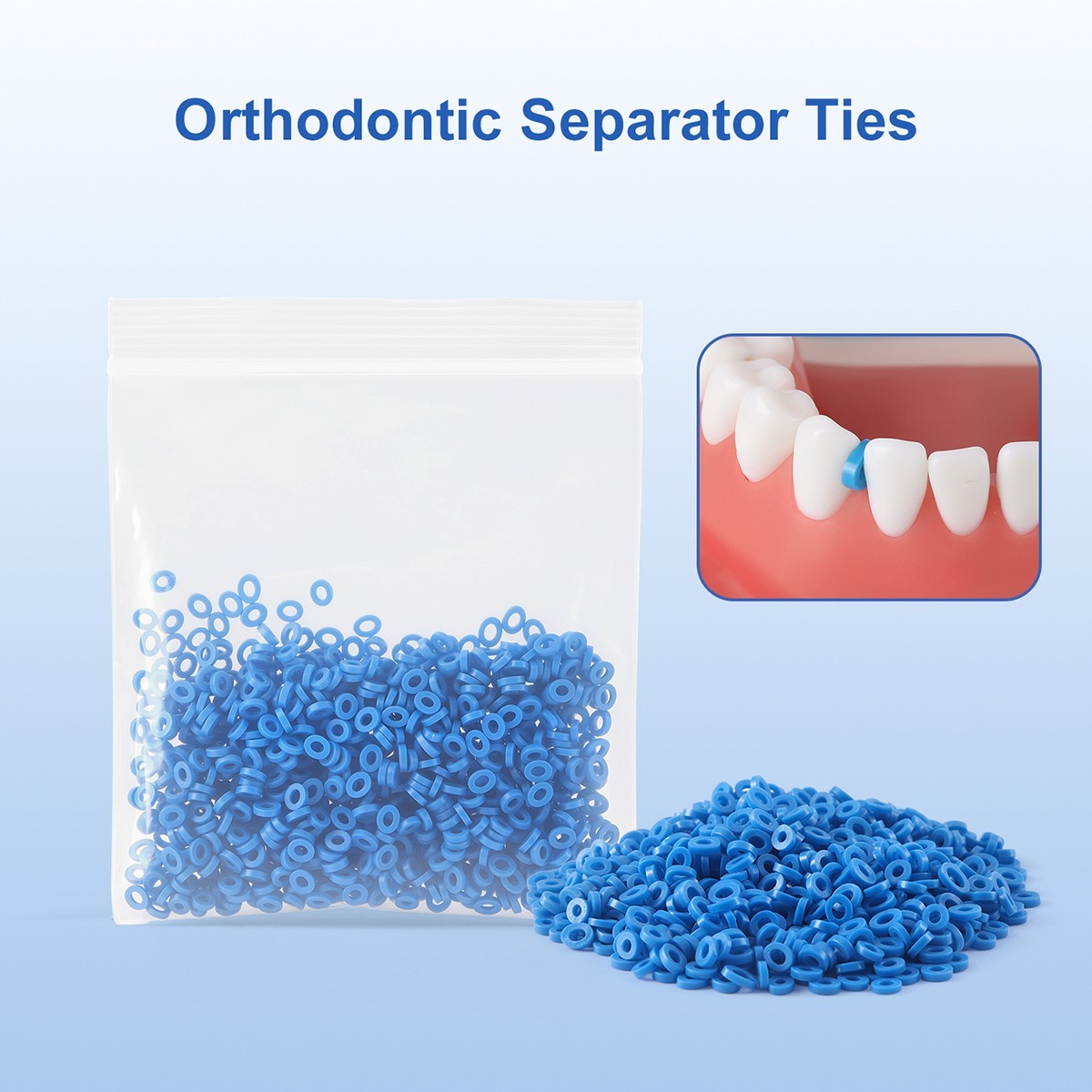 1000Pcs/Pack Dental Orthodontic Separator Blue Tie Elastic Band Force Continuous