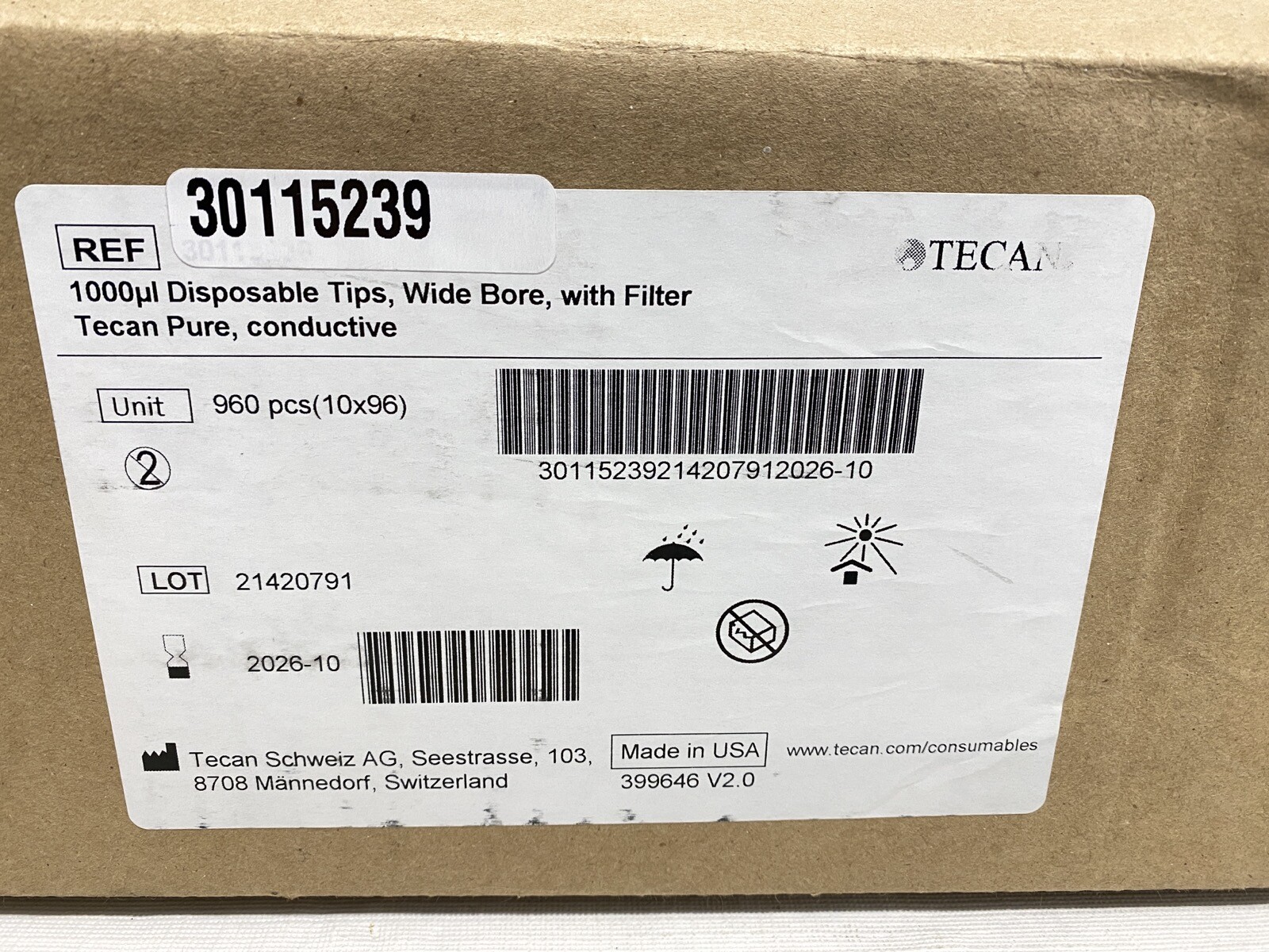 (960) TECAN 1000uL Pure Filtered Conductive Hanging Pipette Tips Wide-Bore 10×96
