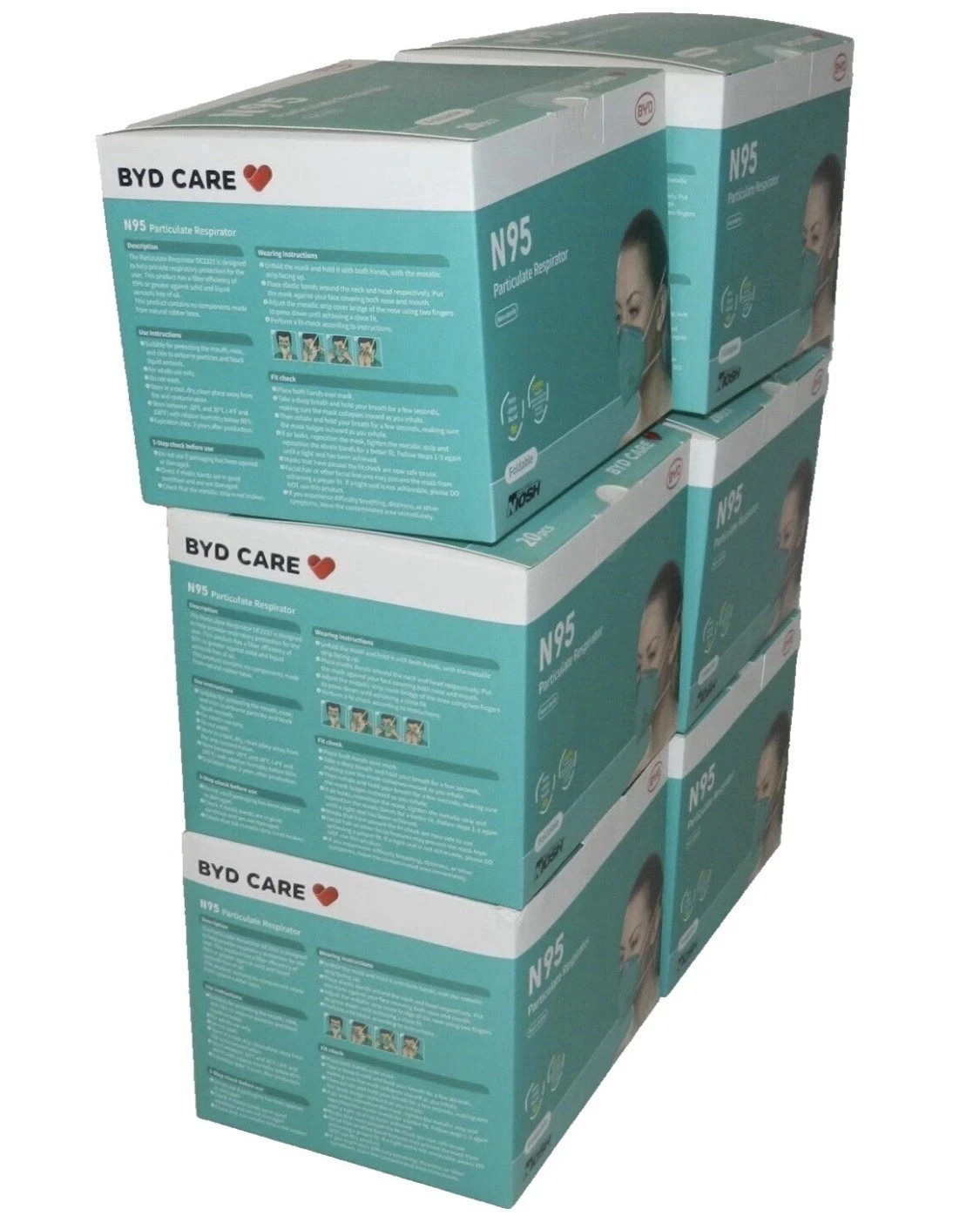 NEBYD Niosh N95 Respirator – 20 Pack -Lot of 6 Boxes- Total 120 masks New Sealed