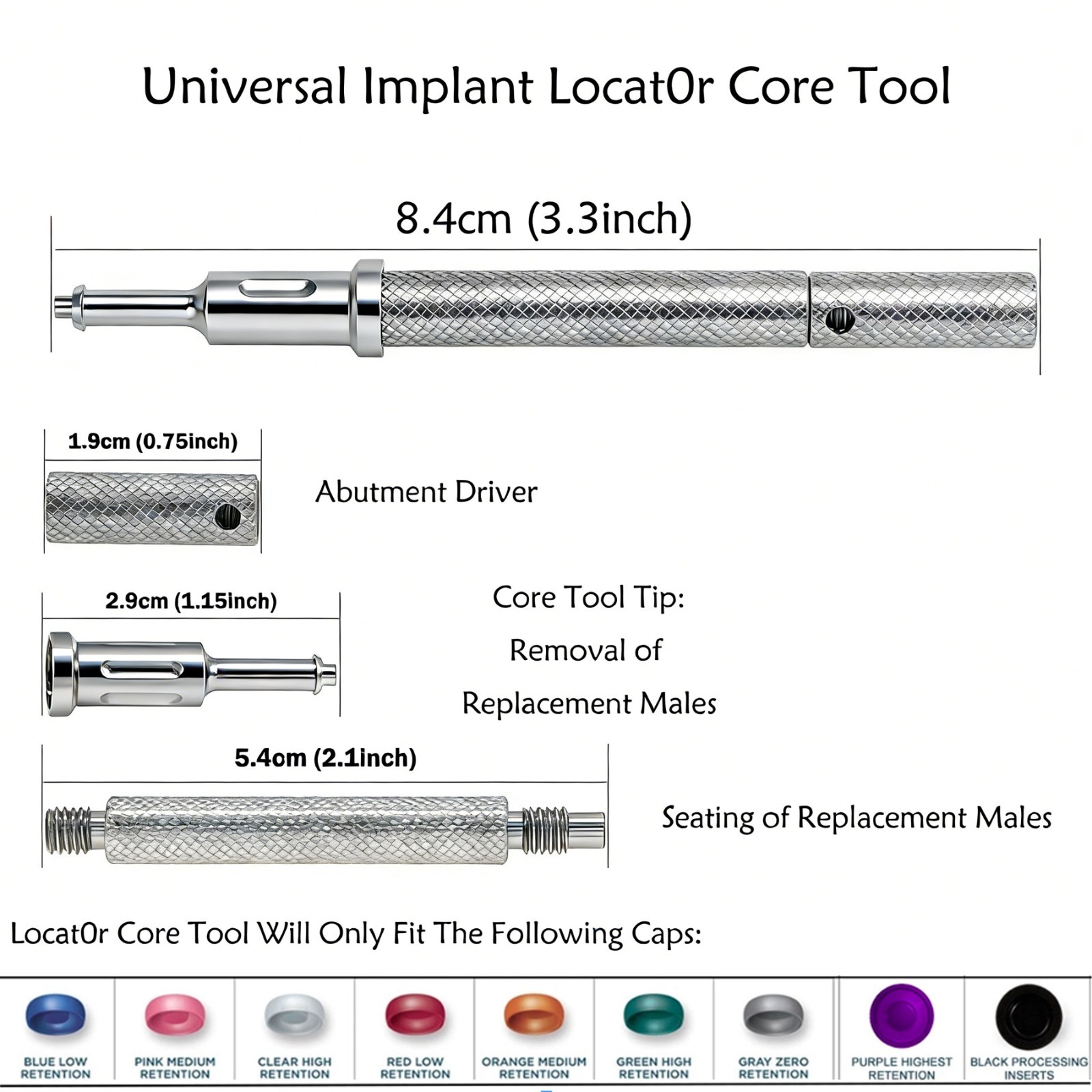 US Dental Novaloc Type Mounting and Demounting Tool Retention Inserts Core Tool