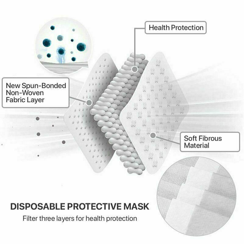 10,50,100,200 Black Disposable Medical Face Mask 3 Layer C.E Approval FFP2